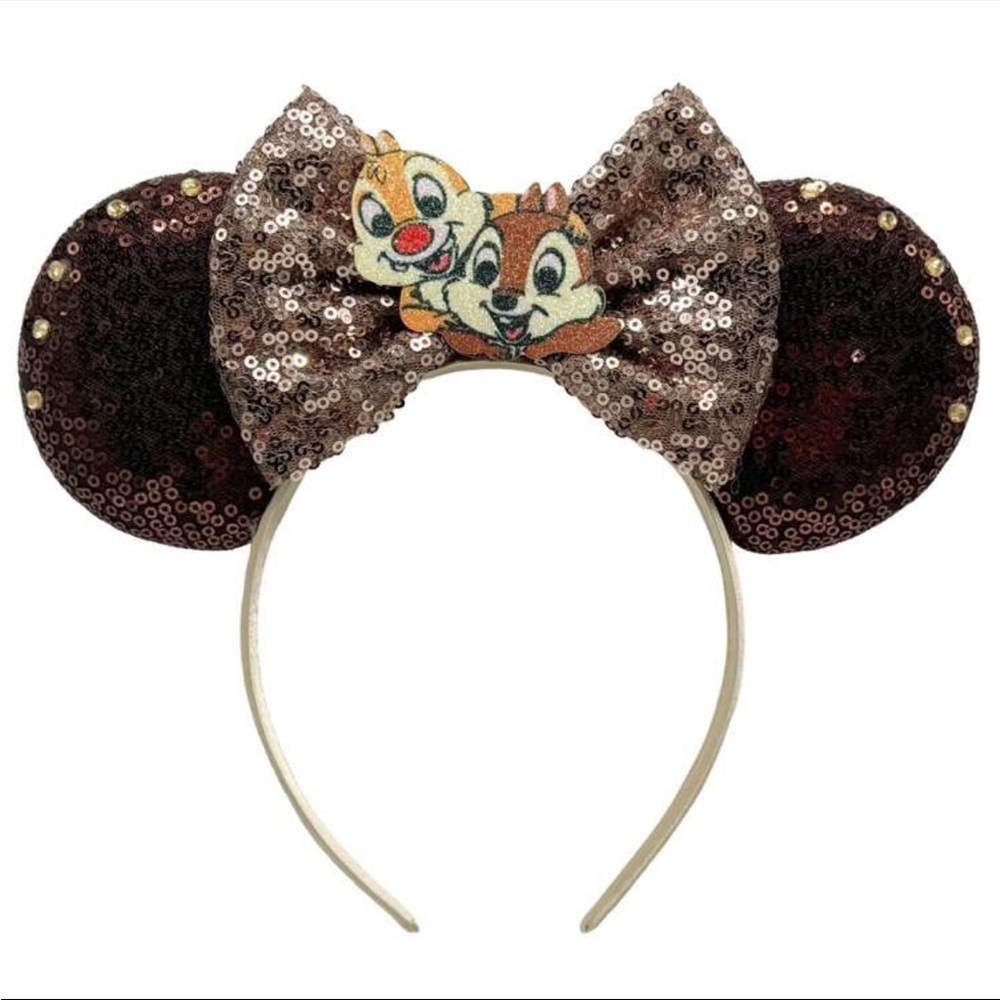 Amusement Park Themed Ear-Series Headband, Sparkly Squirrel Ear Muffs With Bow